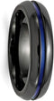 Anodized Collection Black Titanium Blue Anodized Center Grooved 6mm Comfort-Fit Band, Size 6.5