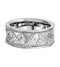 Leaf Design 8.5mm Semi-Polished 14k White Gold Band