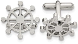 Stainless Steel Ship's Wheel Cuff Links, 20.2MMX20.2MM