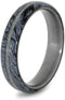 Deer Antler, Blue Black Mokume Gane 4mm Comfort-Fit Matte Titanium Band, Size 6