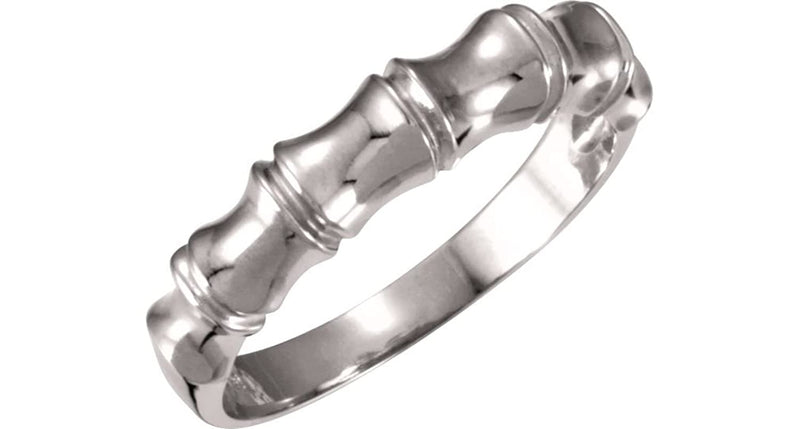 Men's Rhodium-Plated 14k White Gold Bamboo Design 5mm Band, Size 12.25