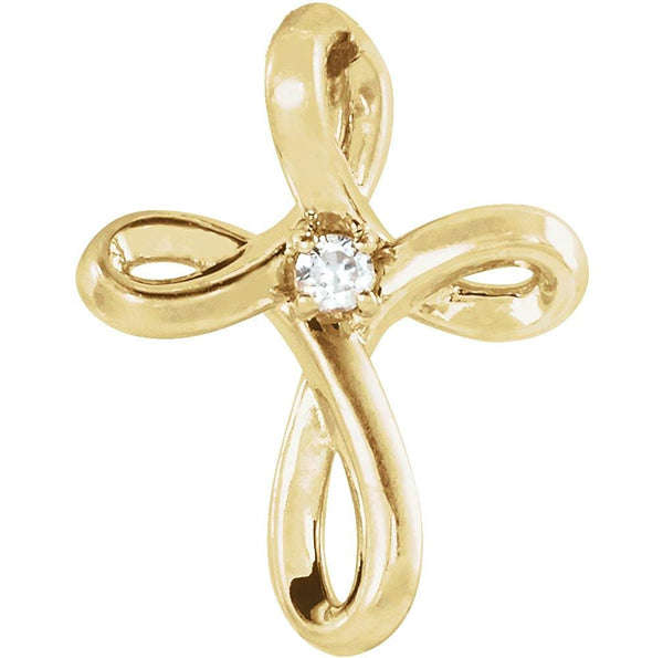 Diamond Infinity Cross 14k Yellow Gold Pendant (.02 Ct, G-H Color, I1 Clarity)