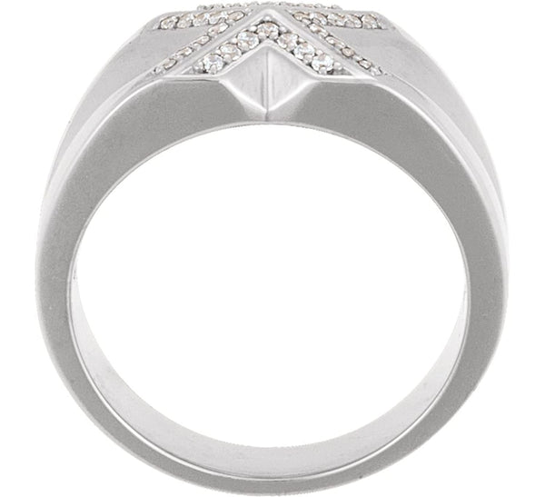 Men's Diamond 14k White Gold Belcher Style Ring, Size 11 (.25 Cttw, GH Color, I1 Clarity)