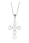 White Freshwater Cultured Pearl Cross Rhodium-Plated 14k White Gold Pendant Necklace, 16" and 18" (22.98X12.39 MM) (4-4.5MM)