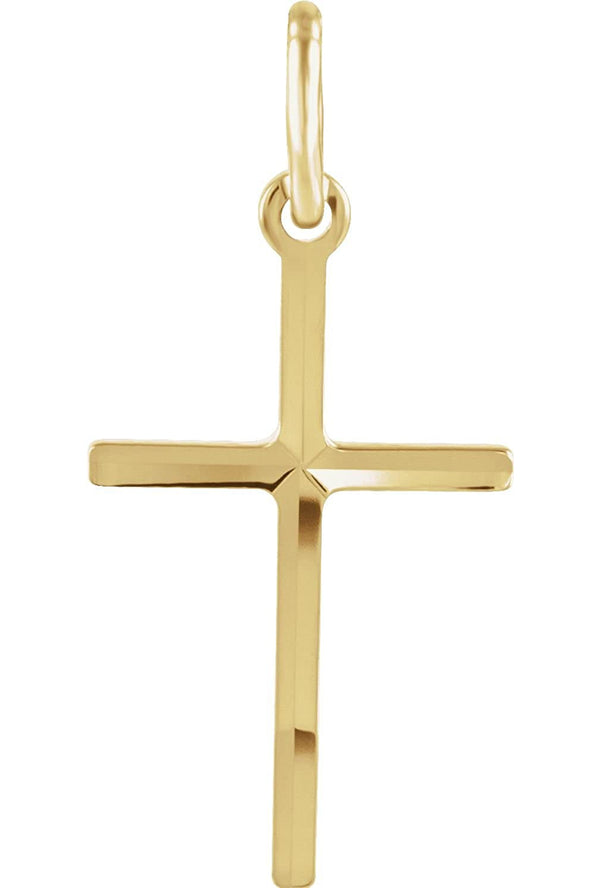 Beveled Cross 14k Yellow Gold Pendant (15.5X10MM)