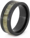 Deer Antler 8mm Comfort-Fit Black Ceramic Sleeve Wedding Band, Size 11.75