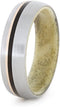 Wood, 14k Rose Gold Pinstripe 6mm Comfort-Fit Brushed Titanium Band, Size 14.75