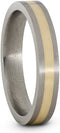 14k Yellow Gold Inlay 4mm Comfort-Fit Satin Titanium Wedding Band, Size 12