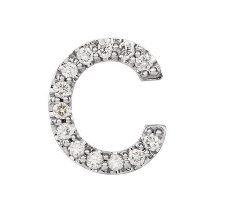 Platinum Diamond Letter 'C' Initial Stud Earring (Single Earring) (.06 Ctw, GH Color, SI2-SI3 Clarity)
