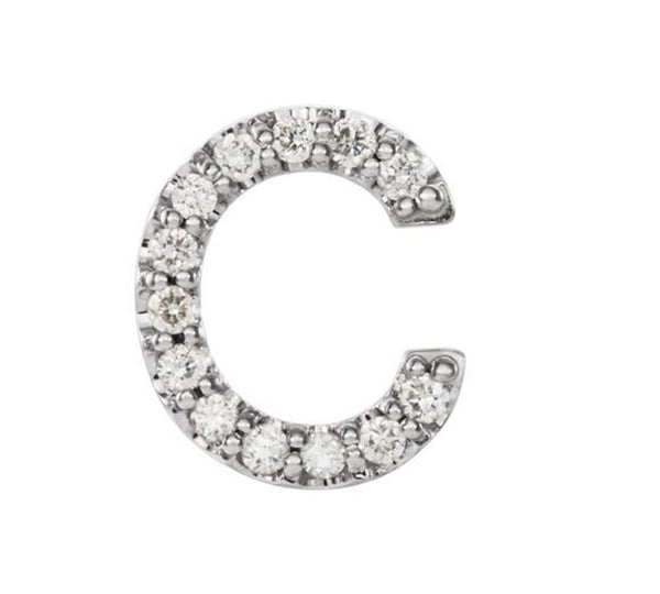 Sterling Silver Diamond Letter 'C' Initial Stud Earring (Single Earring) (.06 Ctw, GH Color, I1 Clarity)