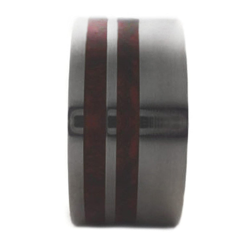 Amboyna Burl Wood 10mm Comfort-Fit Interchangeable Titanium Band, Size 6