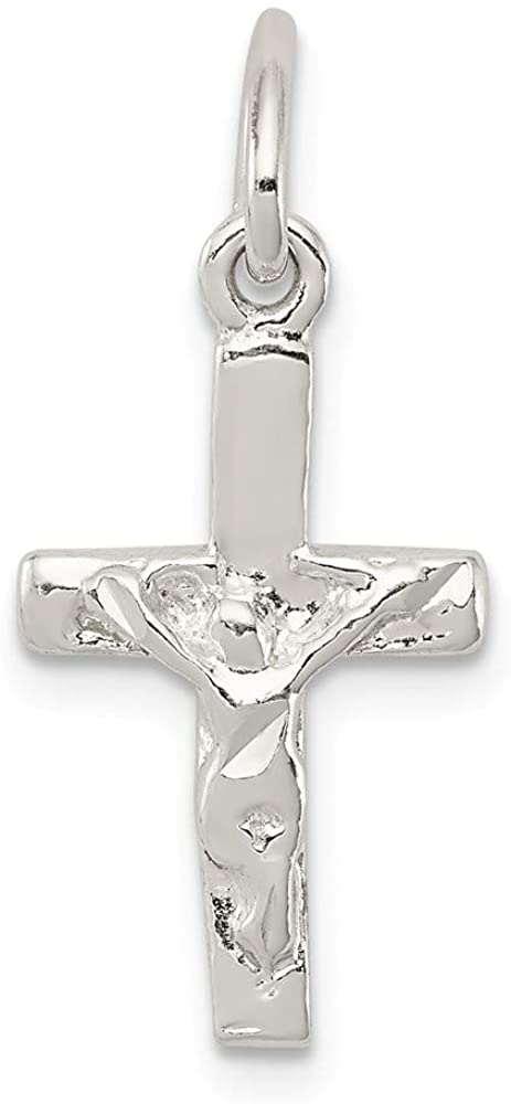 Sterling Silver Cubist-Style Crucifix Charm.94x.39 Inches (24x10 MM)