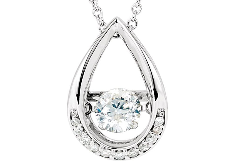 Mystara Diamond Teardrop Pendant 14k White Gold Necklace, 18" (1/8 Cttw)