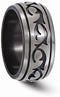 Edward Mirell Black Titanium and Brushed Titanium 10mm Wedding Band, Size 14