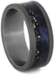 Blue Box Elder Burl Wood, Black Stardust 8mm Sandblasted Titanium Comfort-Fit Band, Size 5