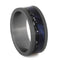 Blue Box Elder Burl Wood, Black Stardust 8mm Sandblasted Titanium Comfort-Fit Band