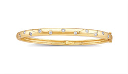 Slim Profile Diamond Bangle Bracelet, 14k Yellow Gold, 6.5" (.5 Cttw, GH Color , I1 Clarity )