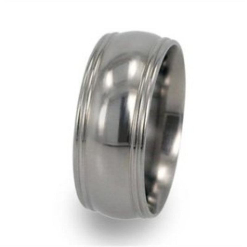 Double Grooved Pinstripes 8mm Comfort Fit Titanium Wedding Band