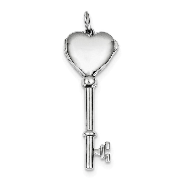 Rhodium Plate Sterling Silver Key to Your Heart Locket