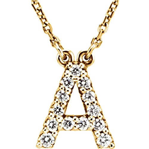 14k Yellow Gold Diamond Initial 'A' 1/6 Cttw Necklace, 16" (GH Color, I1 Clarity)