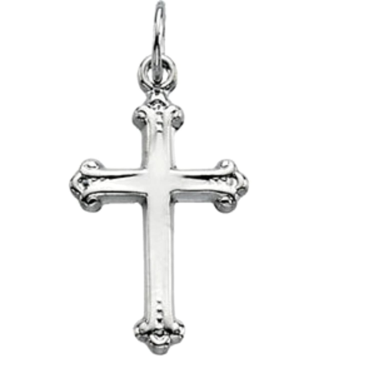 Childrens Platinum Budded Cross Pendant