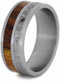 Gibeon Meteorite, Caribbean Rosewood 8mm Comfort-Fit Brushed Titanium Wedding Band, Size 8.75