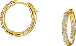 Diamond Inside-Outside Hoop Earrings, 14k Yellow Gold (1 Ctw, Color G-H, Clarity I1)