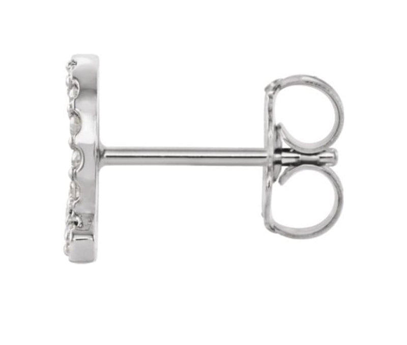 Rhodium-Plated 14k White Gold Diamond Letter 'Q' Initial Stud Earring (Single Earring) (.08 Ctw, GH Color, I1 Clarity)
