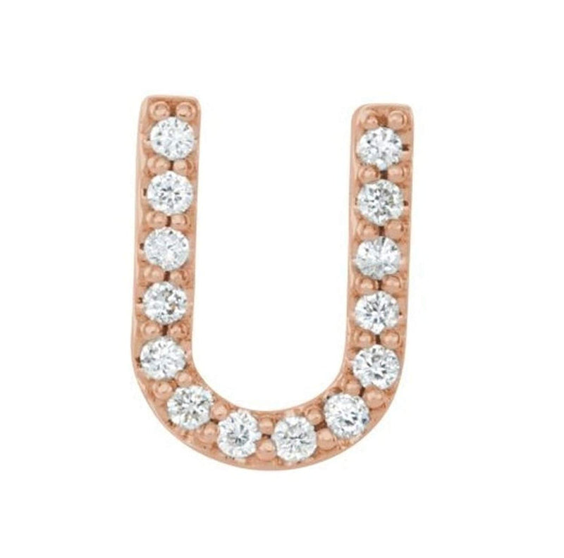 14k Rose Gold Diamond Letter 'U' Initial Stud Earring (Single Earring) (.06 Ctw, GH Color, I1 Clarity)