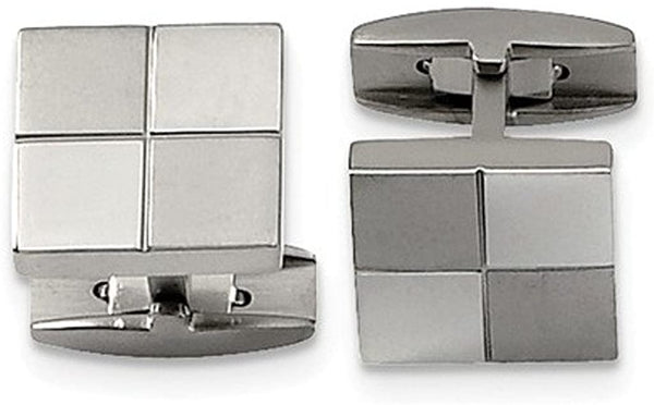 Titanium Satin-Brushed Square Cuff Links, 15MM