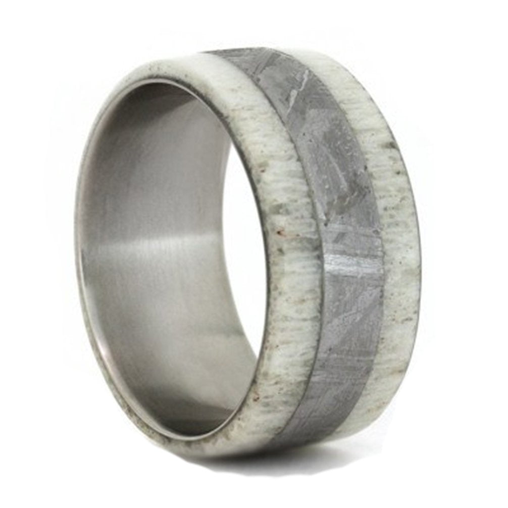 Deer Antler, Gibeon Meteorite 10mm Comfort-Fit Titanium Band