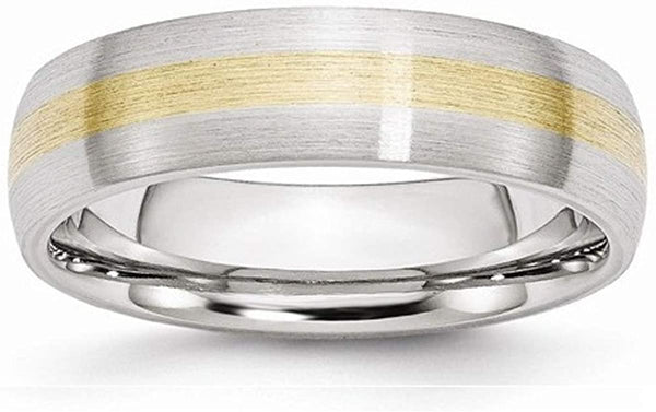 Men's Brushed Cobalt Chrome, 14k Yellow Gold Inlay 6mm Flat Band