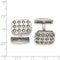 Stainless Steel Polished Satin-Brushed Cubic Zirconia Cuff Links