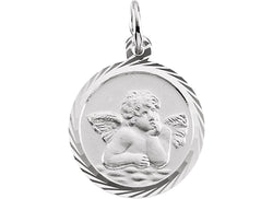 14k White Gold Round St. Raphael Medal with Wheat Frame
