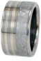 Men's Titanium, Gibeon Meteorite, 14k White Gold 10mm Comfort-Fit Band, Handmade, Size 15