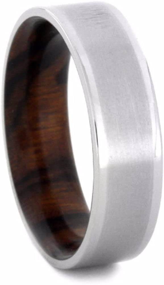The Men's Jewelry Store (Unisex Jewelry) Desert Ironwood with Matte Titanium 6mm Comfort-Fit Band, Size 5.25