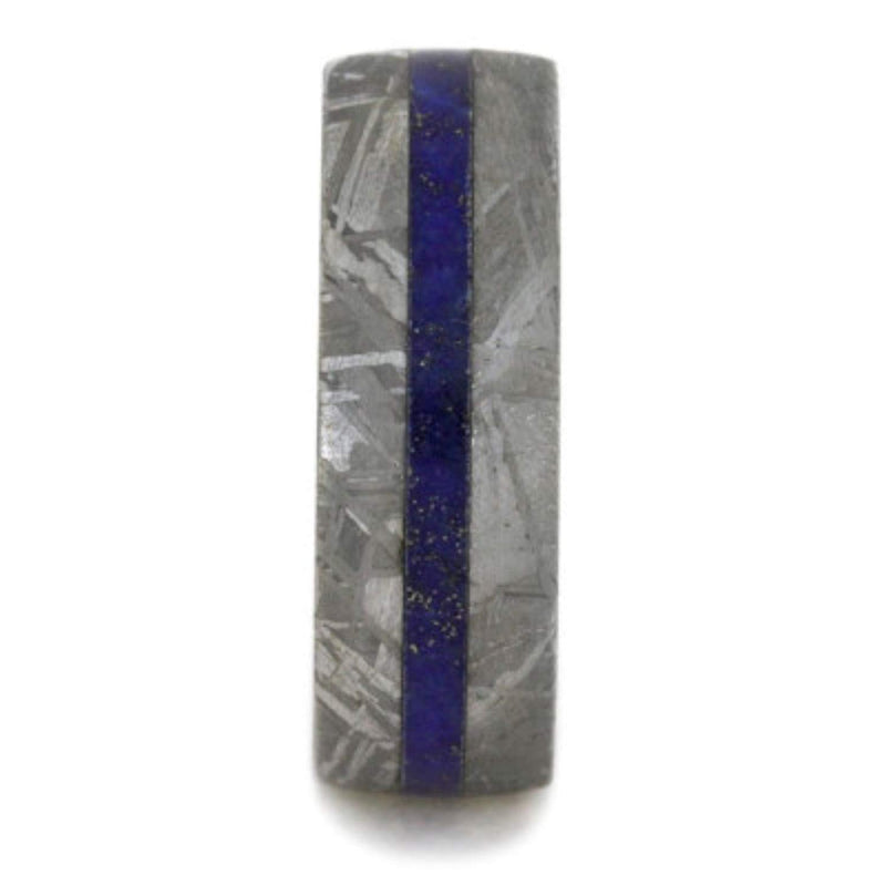 Lapis Lazuli, Gibeon Meteorite 8mm Comfort-Fit Matte Titanium Ring