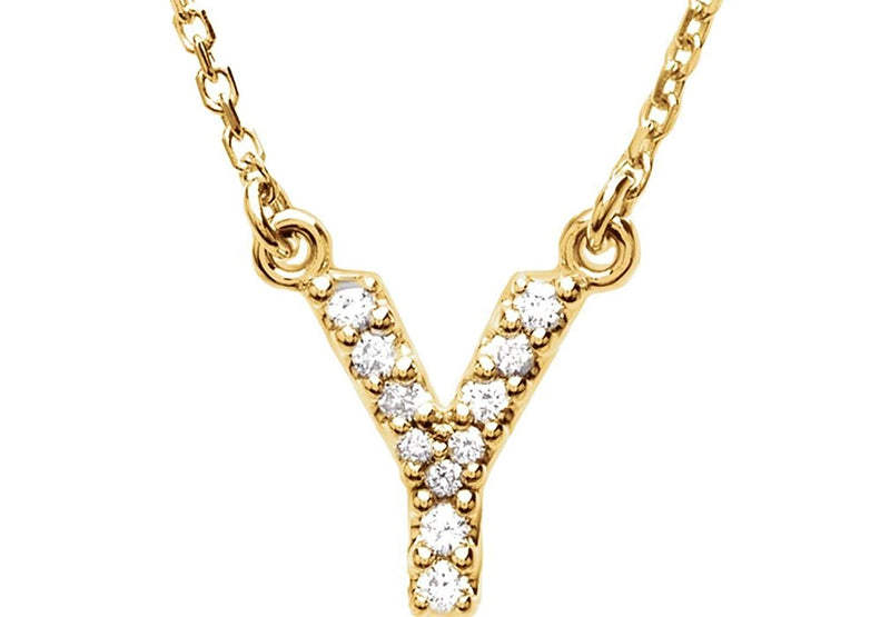 14k Yellow Gold Diamond Initial 'Y' 1/10 Cttw Necklace, 16" (GH Color, I1 Clarity)