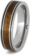 Dinosaur Bone, Gibeon Meteorite, Red Stripe 8mm Comfort-Fit Titanium Band, Size 14.25