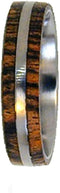 Bocote Wood Inlay 6mm Comfort-Fit Brushed Titanium Wedding Band, Size 6.25