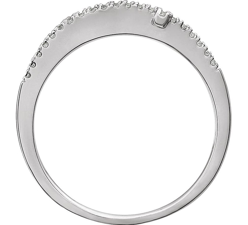 CZ Sideways Double Cross Rhodium Plate Sterling Silver Ring