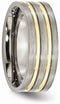 Brushed Titanium Yellow IP 8mm Grooved Comfort-Fit Band, Size 11.5