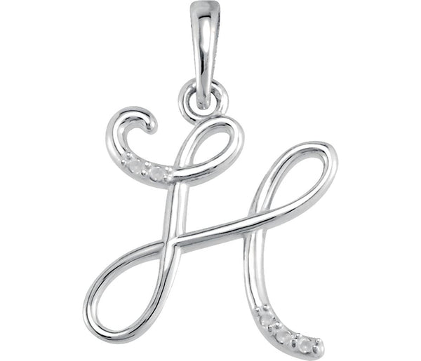 5-Stone Diamond Letter 'H' Initial Sterling Silver Pendant Necklace, 18" (.03 Cttw, GH, I2)