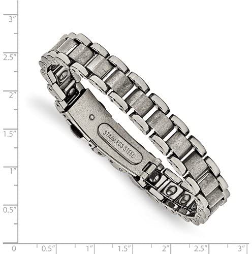 Men's Polished and Matte Grey Tungsten Bracelet, 8.5 Inches