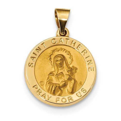 14k Yellow Gold St. Catherine Hollow Medal Pendant (19X19MM)