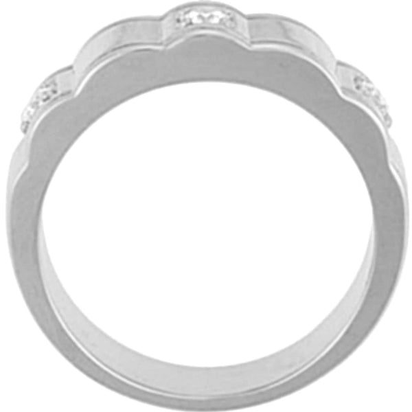 Men's 3-Stone Diamond Scalloped 14k White Gold Band, (1/4 Cttw, GH Color, I1 Clarity)