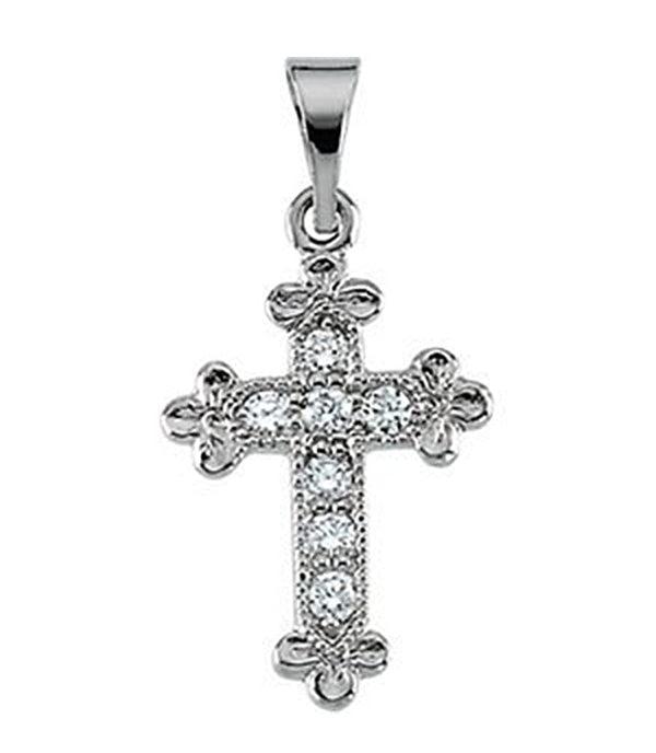 Children's Diamond Apostles Cross 14k White Gold Pendant