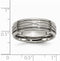 Brushed Titanium Criss-Cross Design Centre Ridged Edge Comfort-Fit Band, Size 8.5