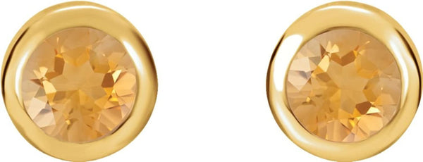 November Birthstone Stud Earrings, 14k Yellow Gold