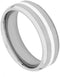 Men's Satin Titanium, Sterling Silver Inlay 7mm Comfort-Fit Band, Size 11.75